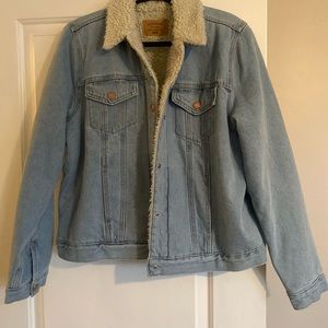 Womens faux fur lined denim jacket